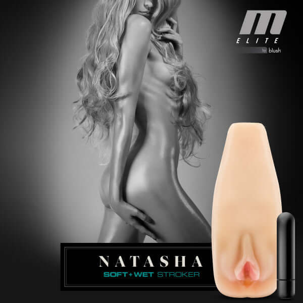 M Elite Natasha Beige Male Masturbation Device with Soft and Wet Stroker from Blush Novelties.