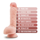 Dr. Skin Dr Mason 9 inches Dildo with Suction Cup, beige color, with product features like posable shaft, ultrasilk smooth, and harness compatible
