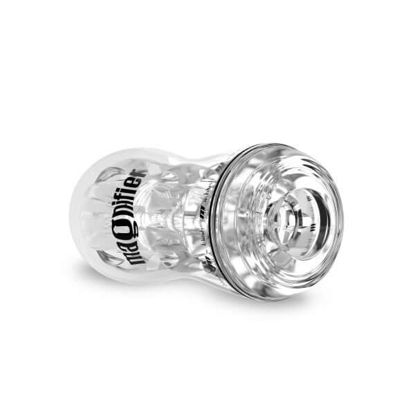 Clear M For Men Soft and Wet Magnifier Stroker by Blush Novelties, self-lubricating and transparent for enhanced visual experience.