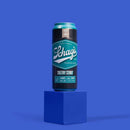 Schags Sultry Stout Frosted Stroker can on blue pedestal