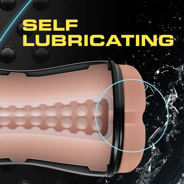 Loverboy The Surfer Dude Self Lubricating Stroker with detailed interior texture and water splashes.