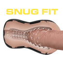 Self Lubricating Stroker Showing Snug Fit and Textured Interior Design
