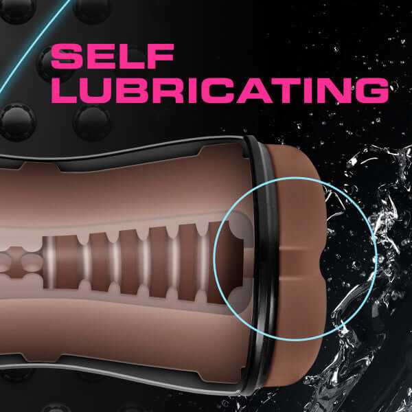 Loverboy The DJ Self Lubricating Stroker Brown interior view with self-lubricating feature from Blush Novelties