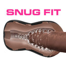 Loverboy The DJ Self Lubricating Stroker Brown demonstrates snug fit and internal texture for enhanced pleasure.