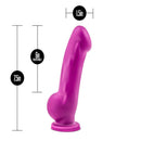 Avant D7 Ergo Violet Dildo by Blush Novelties with 7.5 inches length, 6 inches insertable, and 1.5 inches width, featuring strong suction cup base