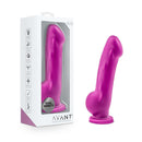 Avant D7 Ergo Violet Dildo with dual density technology by Blush Novelties, featuring a strong suction cup base and strap-on harness compatibility.