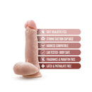 Dr. Skin Dr. Paul 7.25 in. dildo with balls, beige light skin; soft feel, strong suction, harness compatible, body safe, latex and phthalate free