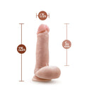 Dr. Skin Collection Dr. Paul 7.25 inches Dildo with Balls, beige light skin tone, measurements shown, Blush Novelties, harness compatible