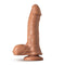 Loverboy The Secret Agent Mocha Dildo by Blush Novelties with suction cup base on white background.