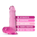 B Yours Plus Rock N Roll Pink Dildo with suction cup and soft realistic feel from Blush Novelties, body safe and harness compatible