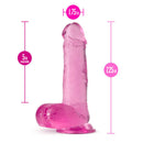 B Yours Plus Rock N Roll Pink Dildo by Blush Novelties, 7.25 inches long with 5-inch insertable length and 1.75-inch diameter.