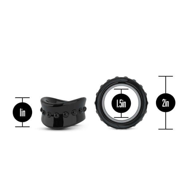 Stay Hard Beef Ball Stretcher 1.5 inches Diameter Black - Soft, pliable, strong ball stretcher from Blush Novelties for enhanced pleasure and control