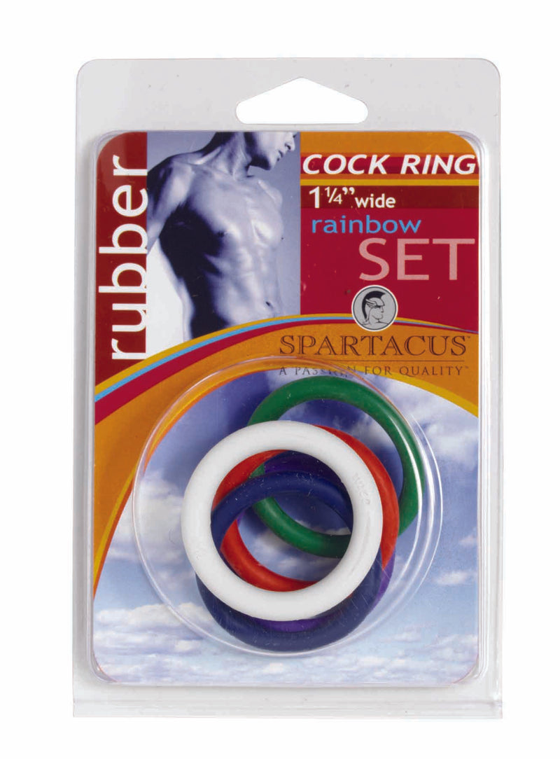Spartacus Spartacus Cock Gear 1 1/4 Inches Rubber Cock Rings Rainbow Rubber 5 Pack at $5.99
