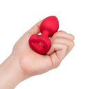B Vibe Vibrating Heart Shaped Jewel Plug M/L Red