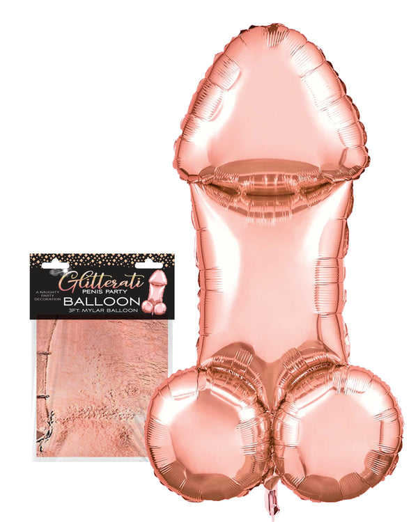 Glitterati Rose Gold Penis Mylar Balloon - 3 Feet - Ultimate Party Decoration