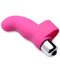 Magenta pink Gossip G-Thrill Finger Vibe, a mini silicone vibrator with G-spot curve and bullet, waterproof design.