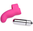 Magenta pink Gossip G-Thrill Finger Vibe with silver bullet vibrator, showcasing seamless silicone design and G-spot curve.