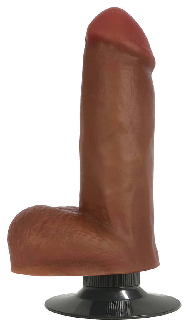 Jock Bareskin 6 inches Vibrating Latte Dildo with Balls on a suction base