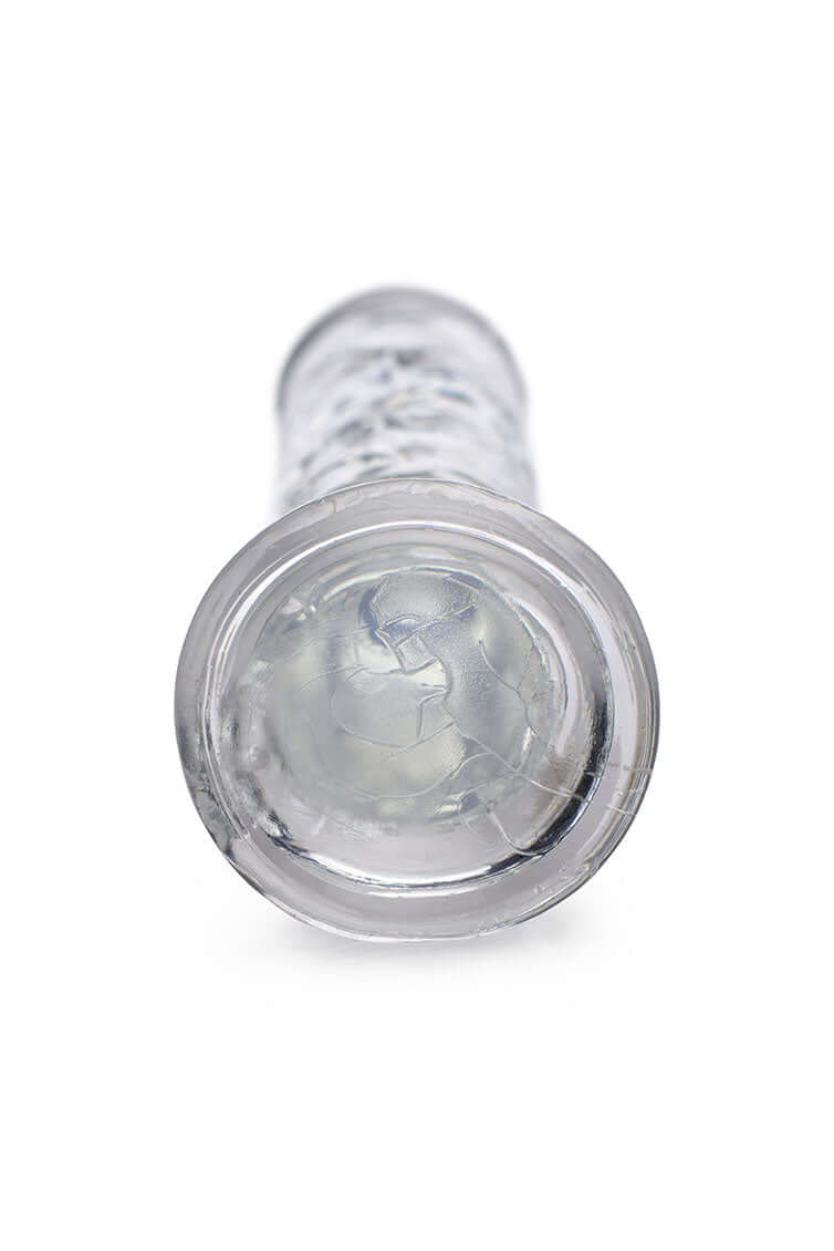 Jock C-Thru 8-inch clear dildo with ultra-flexible design, crystal-clear TPE material, and strong suction base from Curve Novelties.