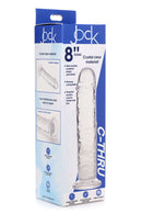 Jock C-Thru 8-inch Clear Dildo product packaging showcasing ultra-clear material and realistic design with mega suction power