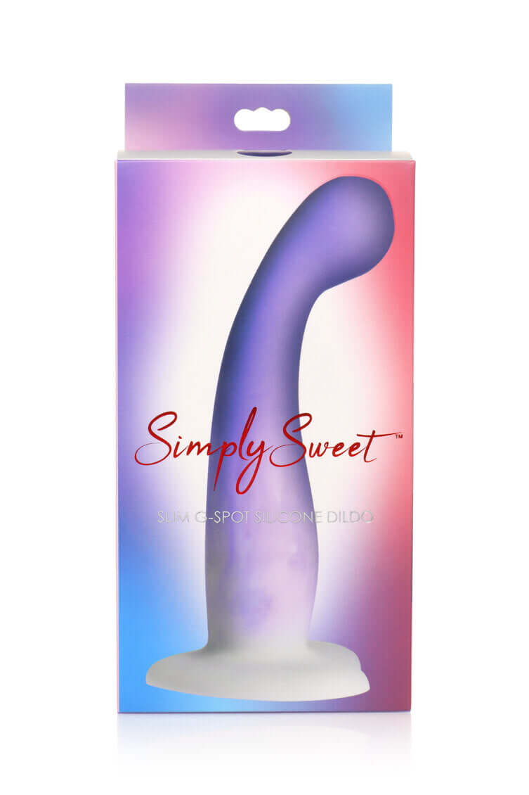 SIMPLY SWEET SLIM G-SPOT SILICONE DILDO PURPLE/WHITE-1