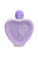 Heart-shaped base of the Simply Sweet Slim G-Spot Silicone Dildo in purple.