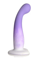 Simply Sweet Slim G-Spot Silicone Dildo by Curve Novelties - non-realistic fantasy curved design in purple and white for G-spot stimulation