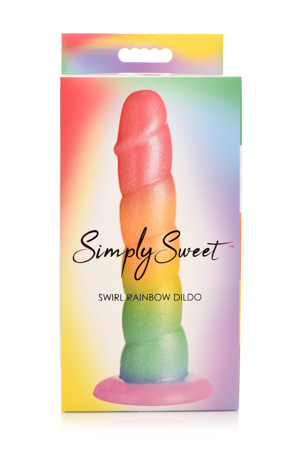 SIMPLY SWEET 6.5IN SWIRL RAINBOW DILDO-1
