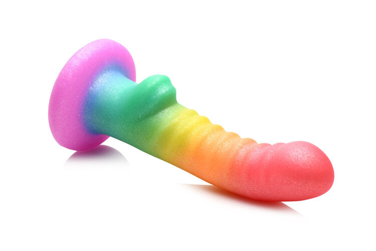 SIMPLY SWEET 6.5IN RIBBED RAINBOW DILDO-3