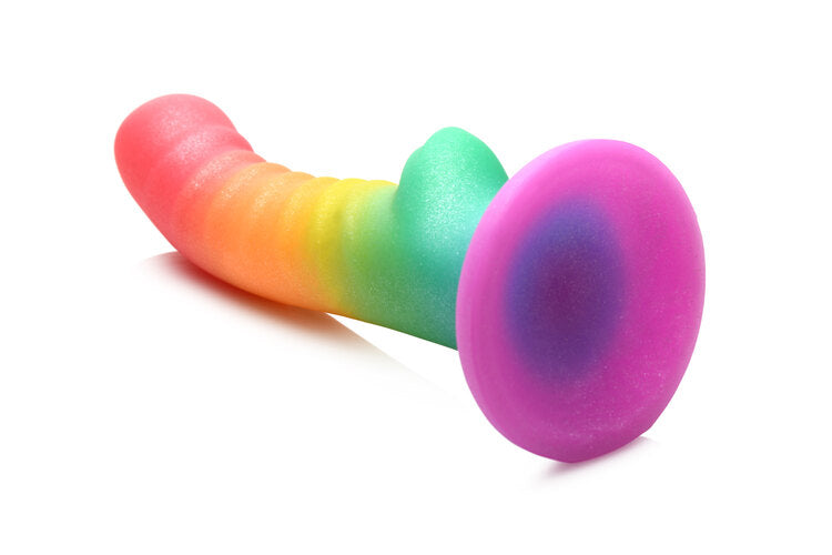 SIMPLY SWEET 6.5IN RIBBED RAINBOW DILDO-4