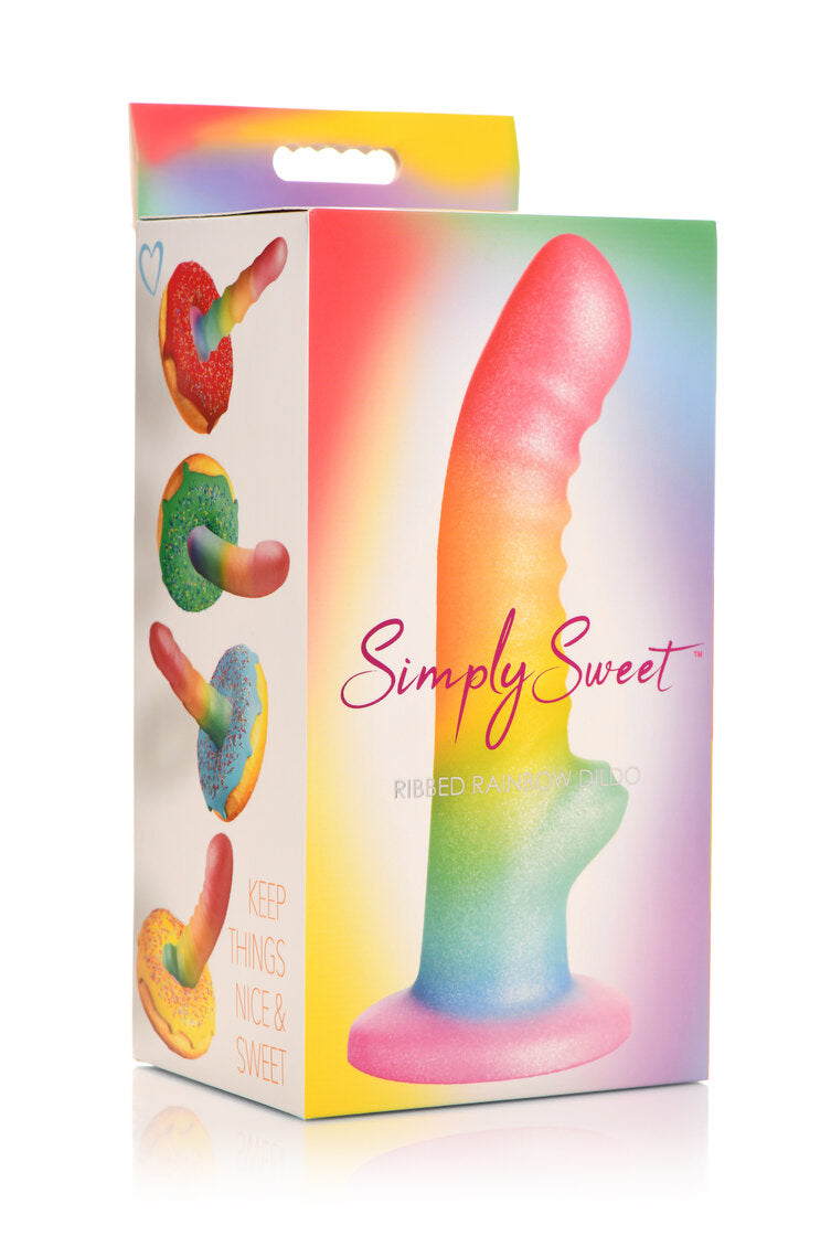 SIMPLY SWEET 6.5IN RIBBED RAINBOW DILDO-7