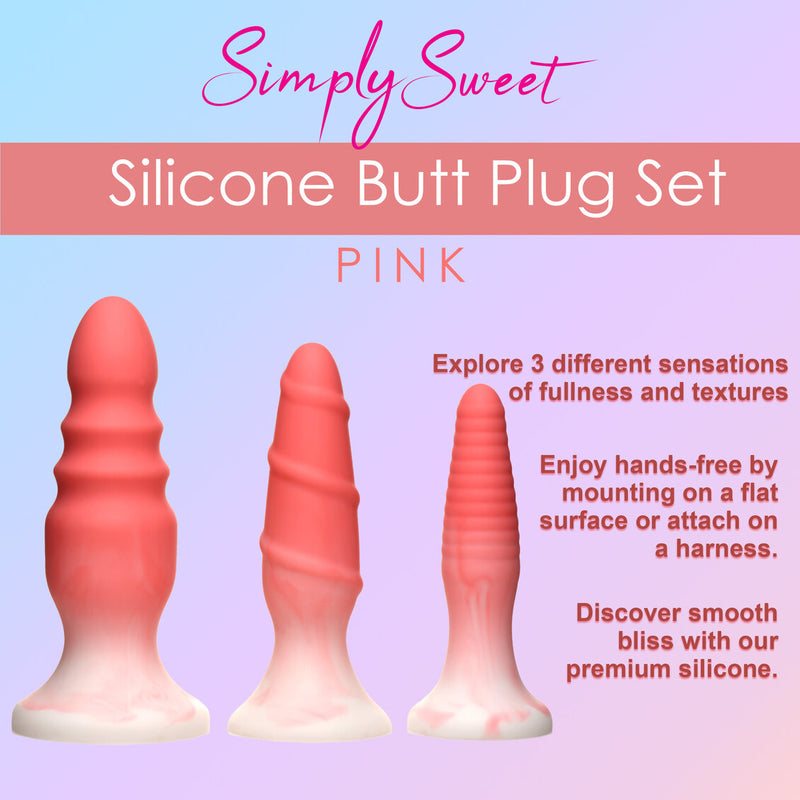 SIMPLY SWEET SILICONE BUTT PLUG SET PINK-1