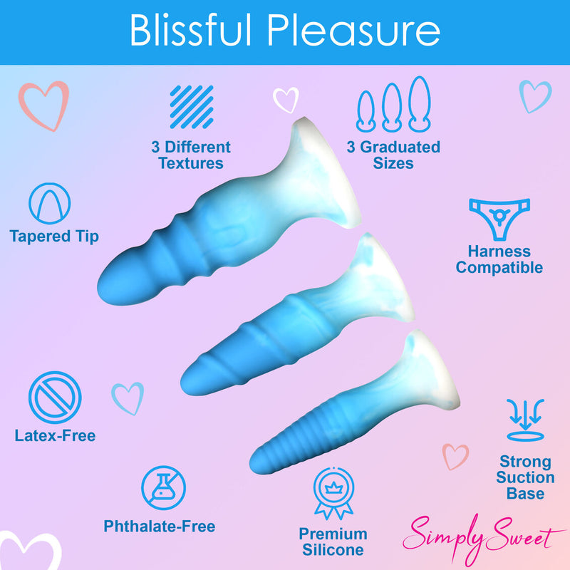SIMPLY SWEET SILICONE BUTT PLUG SET BLUE-3