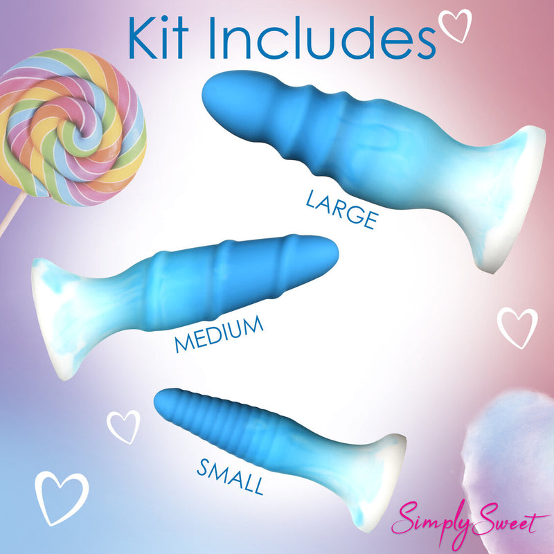 SIMPLY SWEET SILICONE BUTT PLUG SET BLUE-6