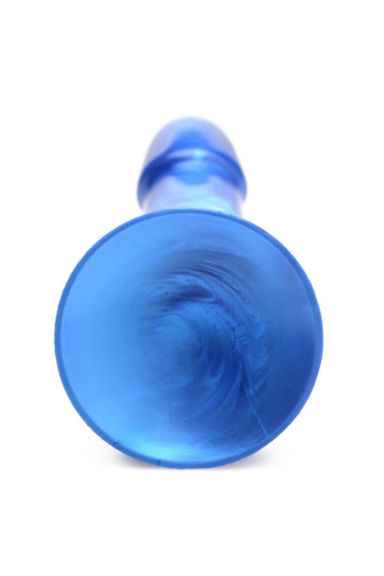 Simply Sweet 7-Inch Metallic Silicone Dildo in Blue with Strong Suction Cup Base