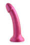 Simply Sweet 7-Inch Pink Metallic Silicone Dildo with realistic head, curved G-Spot design, and strong suction cup for versatile play.