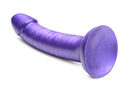 Simply Sweet Metallic Silicone Dildo with realistic head and curved G-spot design in purple from Curve Novelties