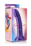 Simply Sweet Metallic Silicone Dildo Packaging Showing Design and Features