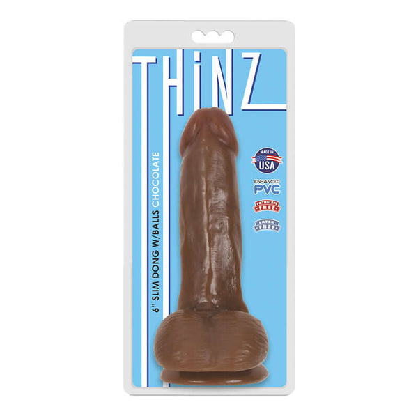 CURVE NOVELTIES Thinz Slim Dong 6 inches with Balls Chocolate Brown at $14.99