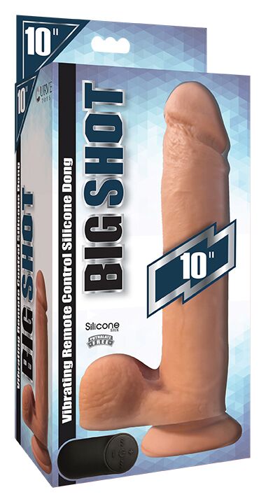 CURVE NOVELTIES Big Shot 10 inches Vibrating Remote Control Silicone Dong with Balls Vanilla Beige at $74.99
