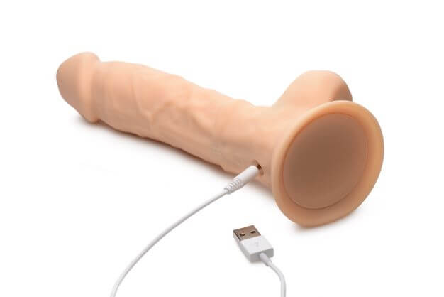 CURVE NOVELTIES Fleshstixxx 8 inches Vibrating Dildo with Balls Light Beige at $59.99