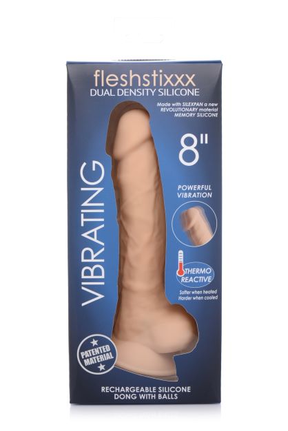 CURVE NOVELTIES Fleshstixxx 8 inches Vibrating Dildo with Balls Light Beige at $59.99
