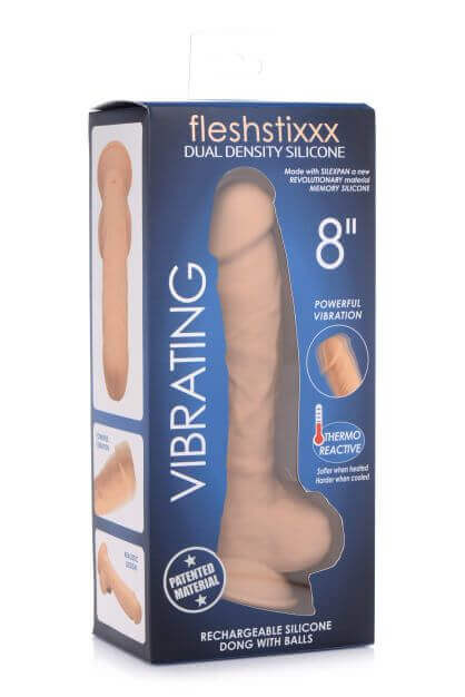 CURVE NOVELTIES Fleshstixxx 8 inches Vibrating Dildo with Balls Medium Tan at $59.99