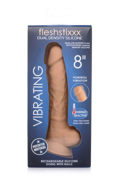 CURVE NOVELTIES Fleshstixxx 8 inches Vibrating Dildo with Balls Medium Tan at $59.99