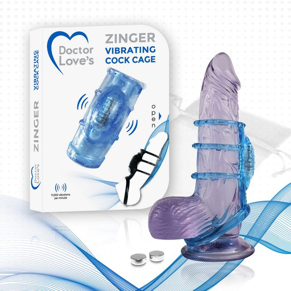 DOCTOR LOVE ZINGER VIBRATING COCK CAGE BLUE-0