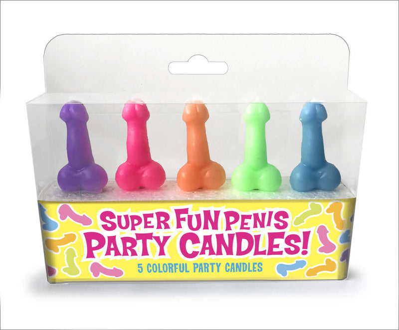 Super Fun Penis Party Candles in colorful packaging, perfect for adding humor to bachelorette parties.