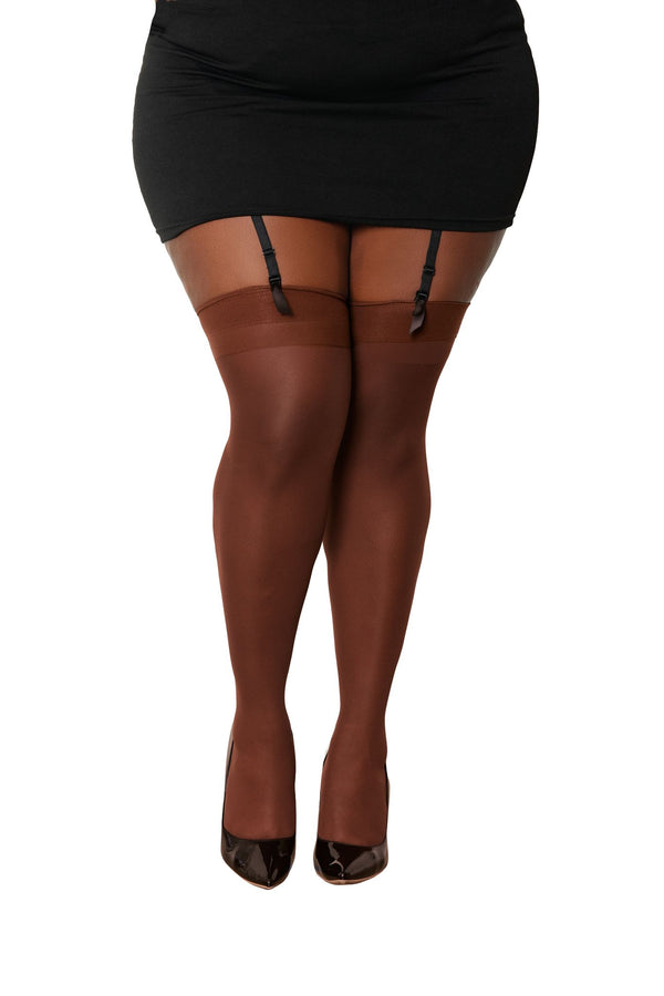 Sheer Thigh High Stocking with Back Seams Espresso Q/S from Dreamgirl Lingerie