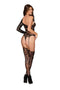 Lace Asymmetrical Teddy Bodystocking Black O/S from Dreamgirl Lingerie