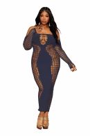 BODYSTOCKING GOWN W/ OPAQUE FRONT & BACK DENIM Q/S-1
