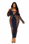 BODYSTOCKING GOWN W/ OPAQUE FRONT & BACK DENIM Q/S-2